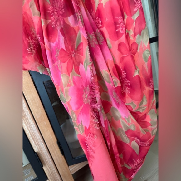 Vintage 90s CDC Maxi dress Floral cowl neck Slip midi hawaiian flowers print Cut - Picture 8 of 8